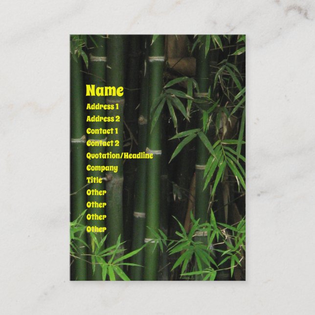 Tarjeta De Visita Bambú... Fao Rai, Nong Khai, Isaan, Tailandia (Anverso)