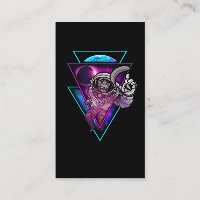Tarjeta De Visita Banana del mono de arte astronauta de vaporwave as (Anverso)