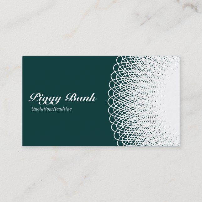 Tarjeta De Visita Banco de cerdo - blanco sobre verde 003333 (Anverso)