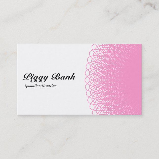 Tarjeta De Visita Banco de cerdo - rosa y blanco (Anverso)