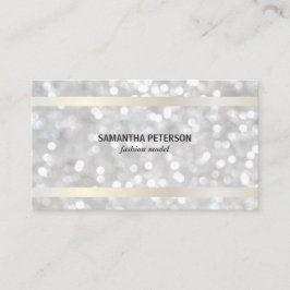 Tarjeta De Visita Banda Bokeh White Gold