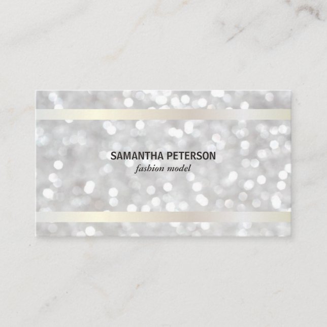 Tarjeta De Visita Banda Bokeh White Gold (Anverso)