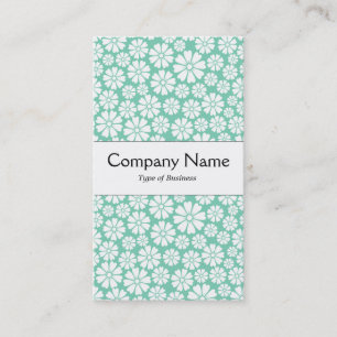 Tarjeta De Visita Banda central - 8 Petales - Blanco sobre verde cla