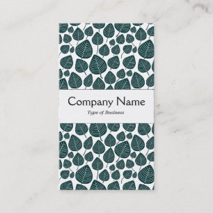 Tarjeta De Visita Banda central - hojas - verde negro oscuro sobre b