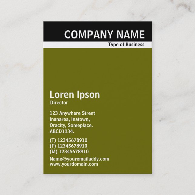 Tarjeta De Visita Banda de encabezado V - Negro con verde 666600 (Anverso)