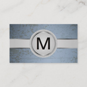 Tarjeta De Visita Banda de Monograma de Lujo   Textura azul grunge