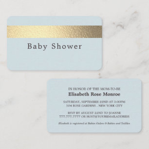 Tarjeta De Visita Banda de Relieve metalizado dorado, boleto Baby Sh