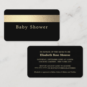 Tarjeta De Visita Banda de Relieve metalizado dorado, boleto Baby Sh