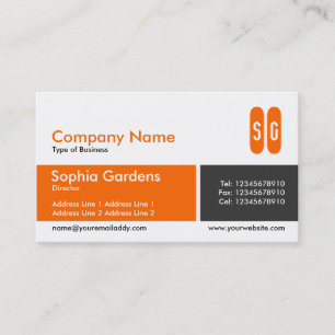 Tarjeta De Visita Banda dividida - Naranja y gris oscuro - Iniciales