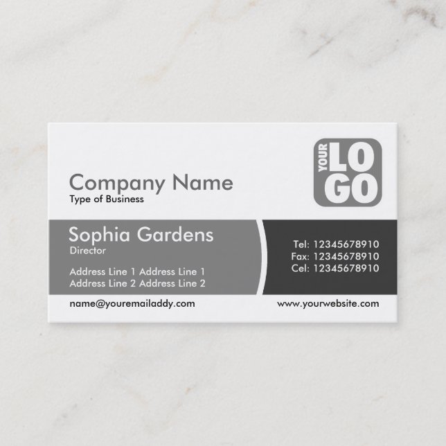 Tarjeta De Visita Banda dividida - Sombras de gris - Logo (Anverso)