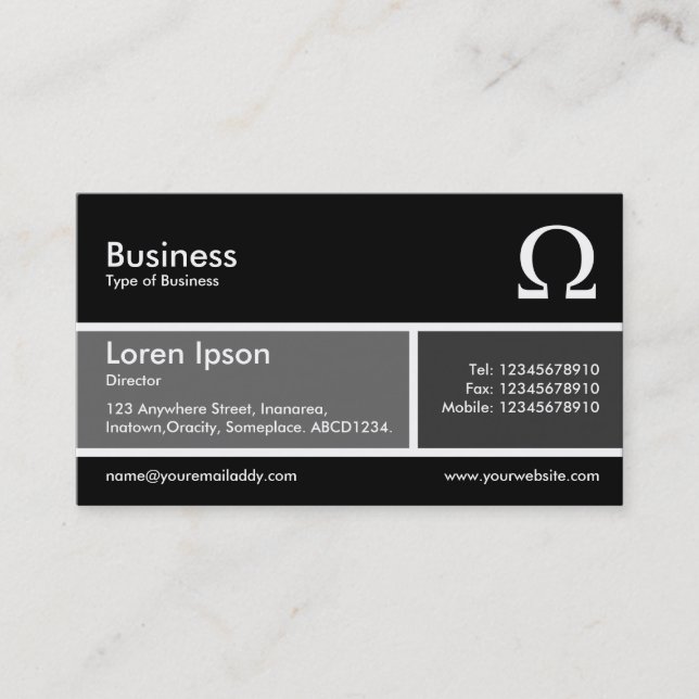 Tarjeta De Visita Banda dividida v2 Gris y gris oscuro (Anverso)