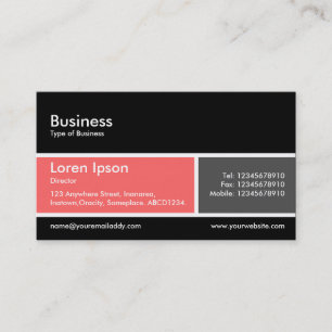 Tarjeta De Visita Banda dividida v2 rosa tropical y gris oscuro