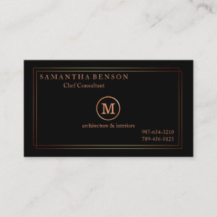 Tarjeta De Visita Banda dorada Monogramada moderna marina estilista