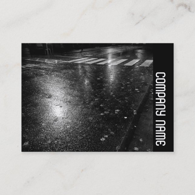 Tarjeta De Visita Banda lateral - Calle Otoño húmeda de noche (Anverso)
