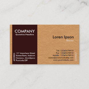 Tarjeta De Visita Banda lateral marrón oscuro - Textura de papel mar