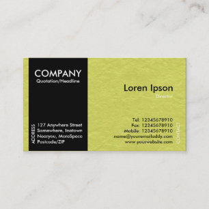 Tarjeta De Visita Banda lateral negra - Textura de papel amarillo