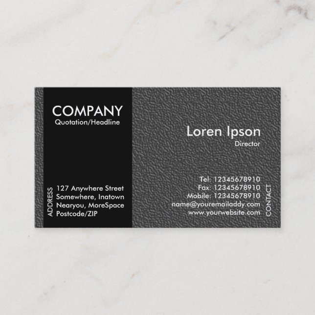 Tarjeta De Visita Banda lateral negro - textura del grabado en (Anverso)