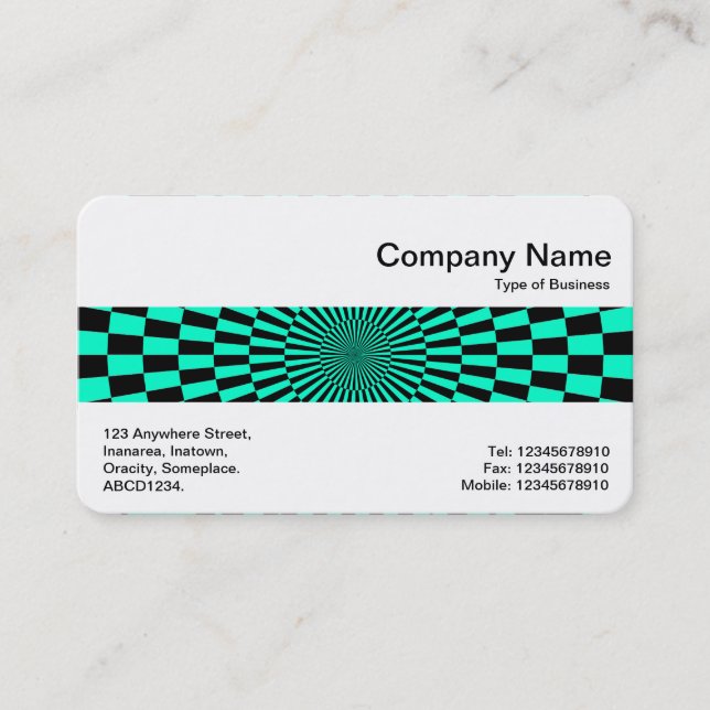 Tarjeta De Visita Banda media - Op Art Turquoise y Negro (Anverso)