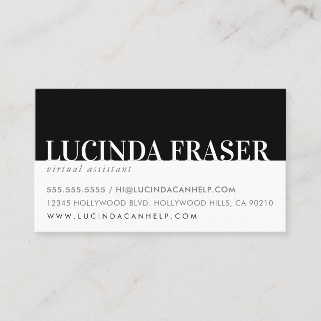 Tarjeta De Visita BANDA MODERNA NEGRITA mínima simple blanco negro (Anverso)
