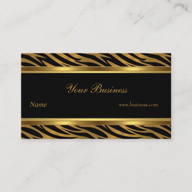 Tarjeta De Visita Banda negra de oro animal elegante 2 (Anverso)