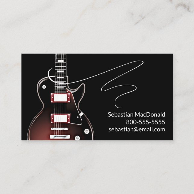 Tarjeta De Visita Banda personalizado Nombre Rock & Roll Guitarra Mú (Anverso)