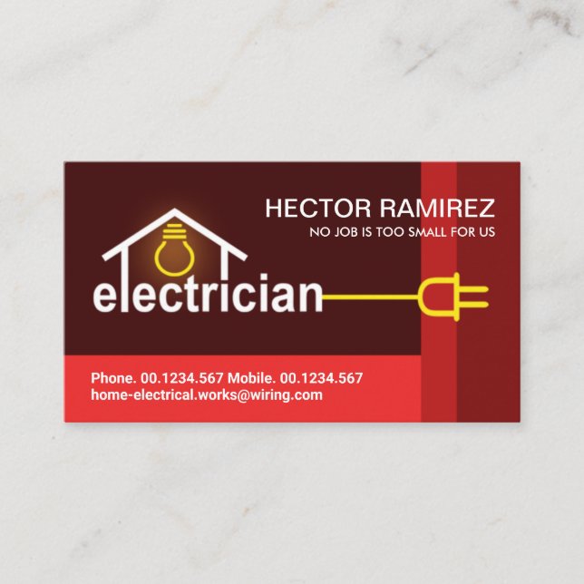 Tarjeta De Visita Banda roja de alambre de bombilla electrónica (Anverso)