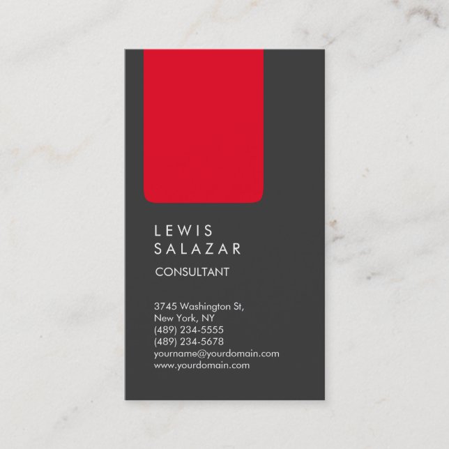 Tarjeta De Visita Banda roja gris profesional única (Anverso)