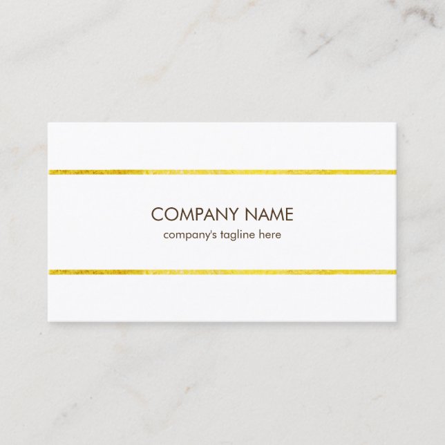 Tarjeta De Visita Banda simple de oro sobre blanco (Anverso)