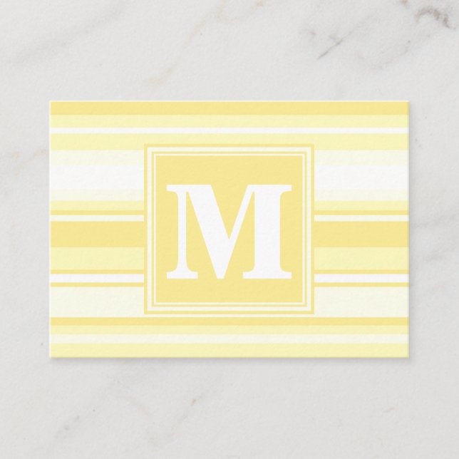 Tarjeta De Visita Bandas amarillas de limón monogramo (Anverso)