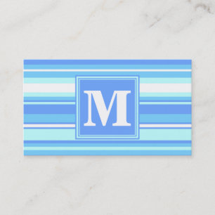Tarjeta De Visita Bandas azules del cielo monogramo