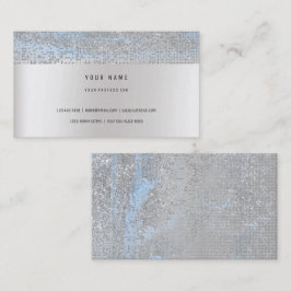 Tarjeta De Visita Bandas azules monocromáticas Delicadas Glam Silver