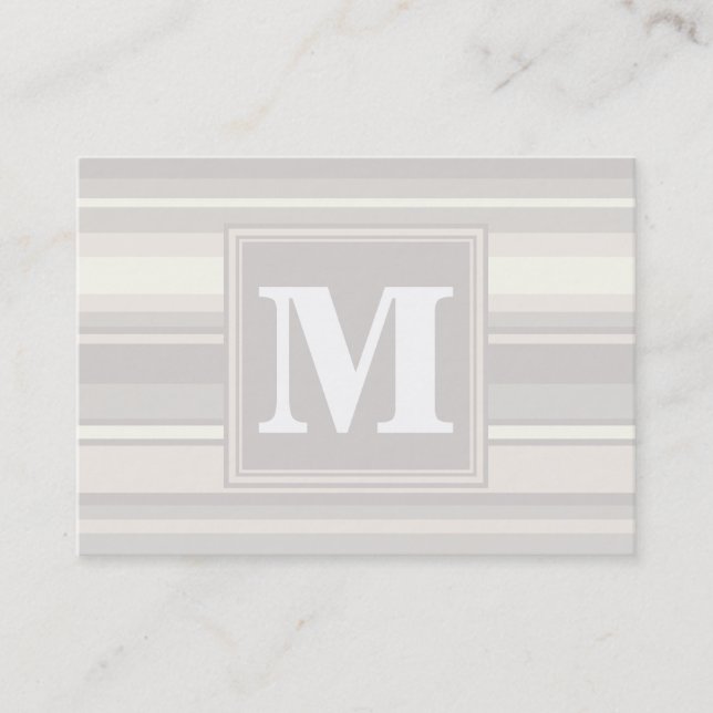 Tarjeta De Visita Bandas beige monogramo (Anverso)