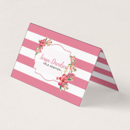 Tarjeta De Visita Bandas Blancas Y Rosa