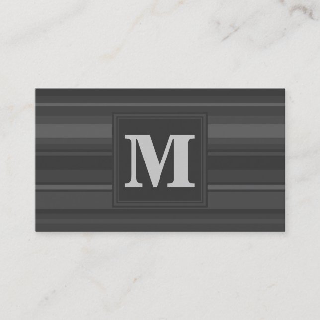 Tarjeta De Visita Bandas de carbón vegetal monogramo (Anverso)