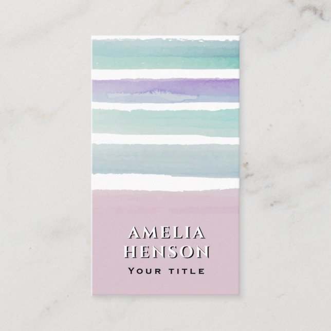 Tarjeta De Visita Bandas de color azul rosado moderno (Anverso)