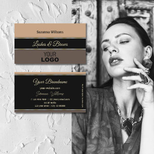 Tarjeta De Visita Bandas de color negro y marrón con logotipo