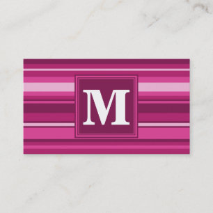 Tarjeta De Visita Bandas de fuchsia de monograma