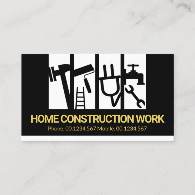 Tarjeta De Visita Bandas De Herramientas De Mano De Construcción En  (Anverso)