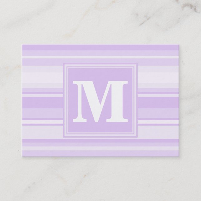 Tarjeta De Visita Bandas de lilac monogramo (Anverso)