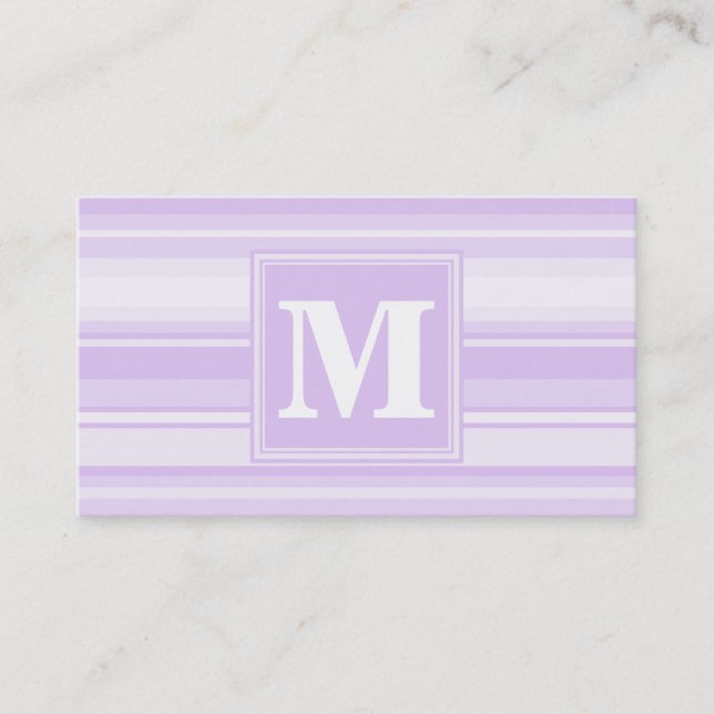 Tarjeta De Visita Bandas de lilac monogramo (Anverso)