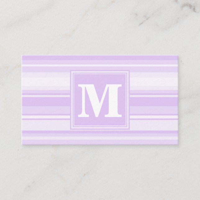 Tarjeta De Visita Bandas de lilac monogramo (Anverso)