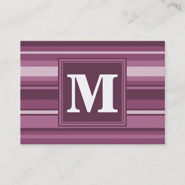 Tarjeta De Visita Bandas de mauve monogramo (Anverso)