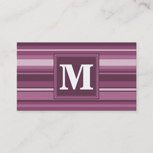 Tarjeta De Visita Bandas de mauve monogramo (Anverso)