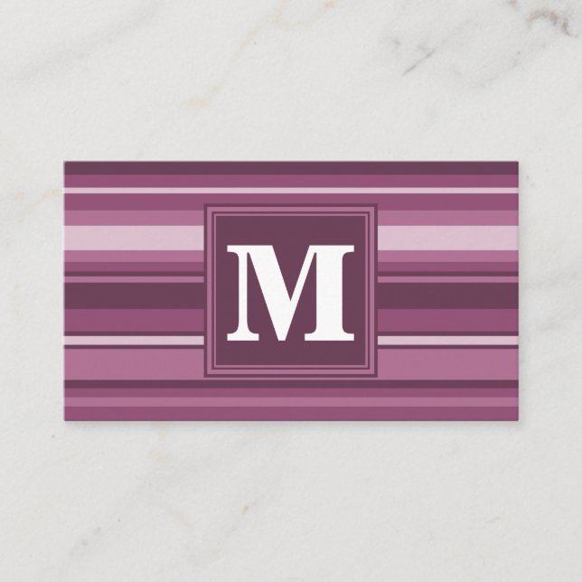 Tarjeta De Visita Bandas de mauve monogramo (Anverso)