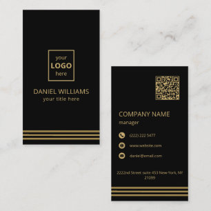Tarjeta De Visita Bandas de oro de fondo negro