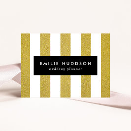 Tarjeta De Visita Bandas de oro, franjas blancas, patrón rayado