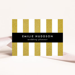 Tarjeta De Visita Bandas de oro, franjas blancas, patrón rayado
