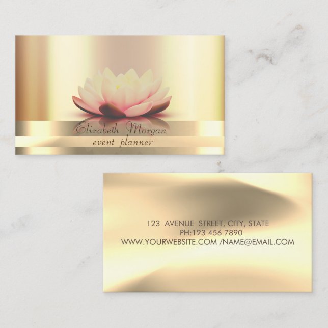 Tarjeta De Visita Bandas de oro Ombre Holográfico Lotus Gold (Anverso / Reverso)