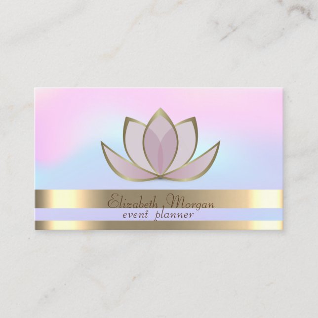 Tarjeta De Visita Bandas de oro Profesionales Holographic Gold Lotus (Anverso)
