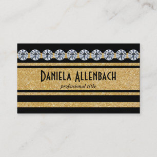 Tarjeta De Visita Bandas de oro y negro 2   Diamantes